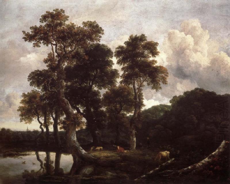 Jacob van Ruisdael Grove of Large Oak trees at the Edge of a pond china oil painting image